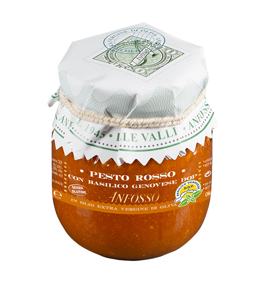 Pesto rosso mit Basilikum Genovese DOP